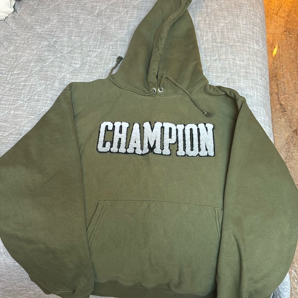 Champion Sweatshirt Appliqué Logo Size L Color Army Green